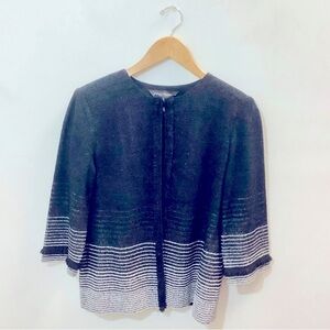 Ming Wang Black white and silver strip detail Jacket Medium